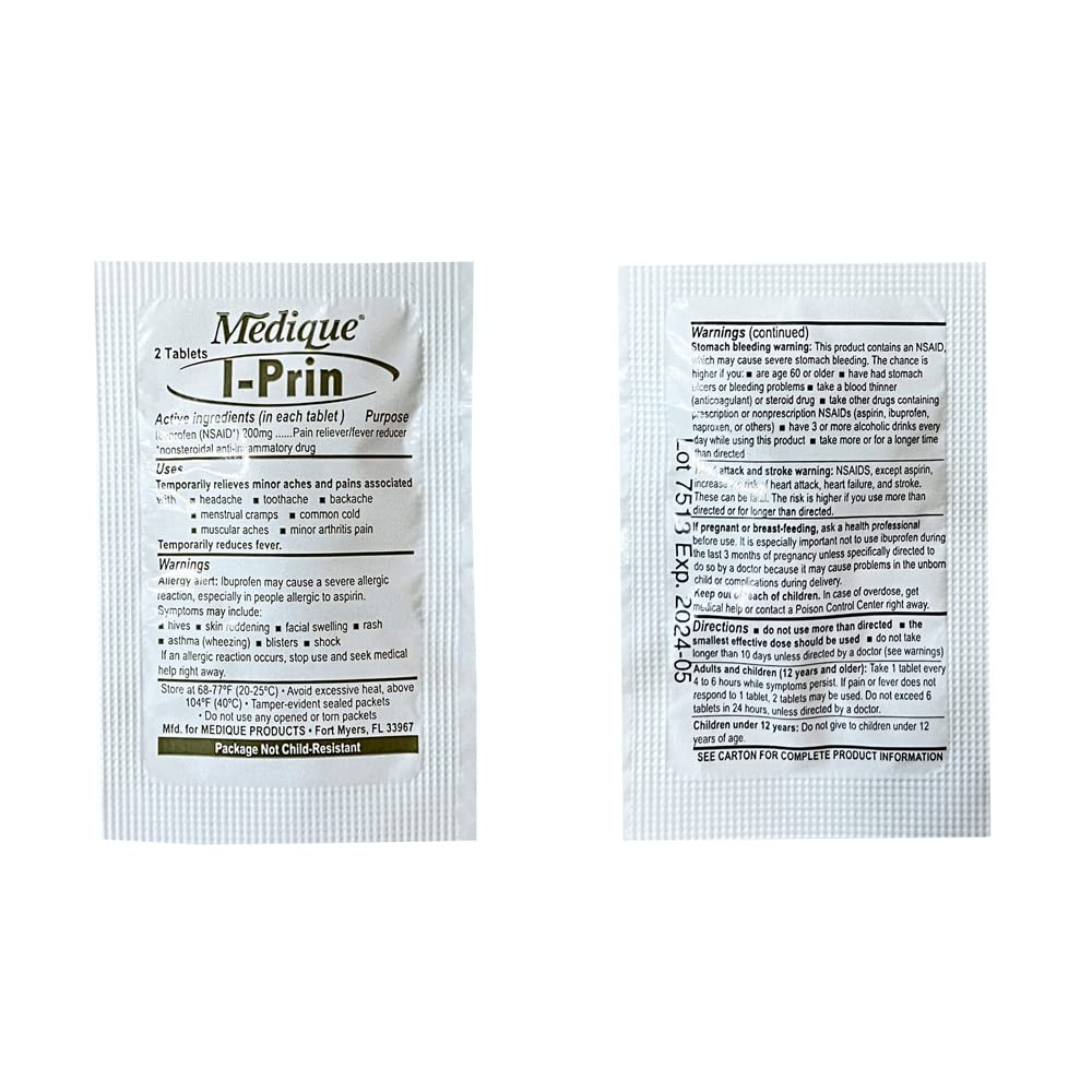 Rescue Essentials Medications Dose Pack–First Aid Refill Kit with Ibuprofen, Acetaminophen, Aspirin, Antihistamine, Anti-Diarrheal & Antacid– Compact Emergency Travel & IFAK Supply-1 Module (30 Doses) - Maple Wellness Supplements