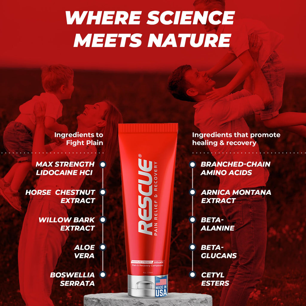 RESCUE PAIN RELIEF & RECOVERY Cream - All-in-One Solution for Back, Neck, Knee, Hand, Foot, and Shoulder Pain - Combines Power of Key Ingredients from Leading Pain Relief CreamProducts - 4 Ounces - TrustMedUSA