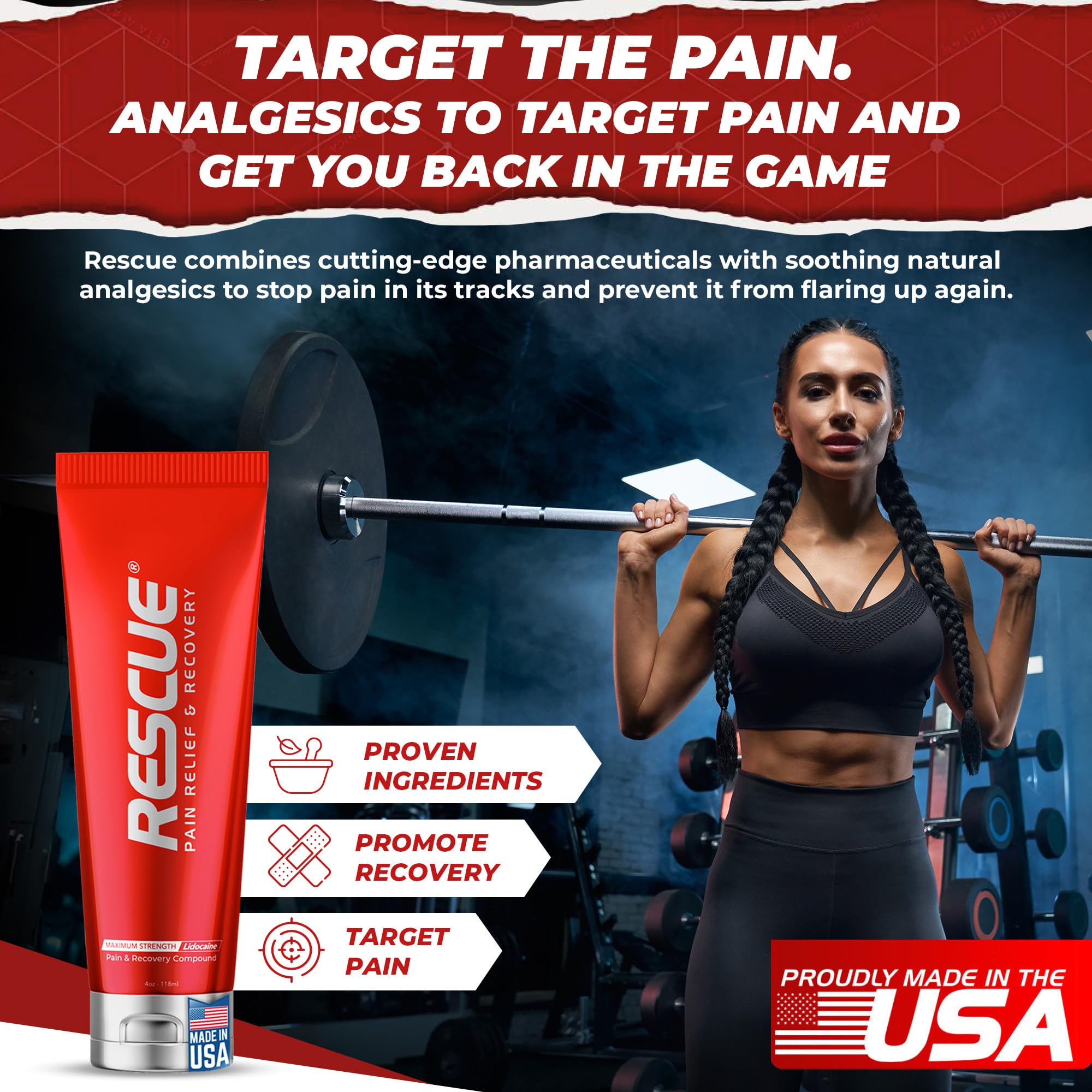 RESCUE PAIN RELIEF & RECOVERY Cream - All-in-One Solution for Back, Neck, Knee, Hand, Foot, and Shoulder Pain - Combines Power of Key Ingredients from Leading Pain Relief CreamProducts - 4 Ounces - TrustMedUSA
