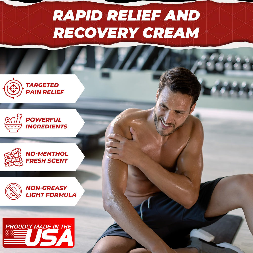 RESCUE PAIN RELIEF & RECOVERY Cream - All-in-One Solution for Back, Neck, Knee, Hand, Foot, and Shoulder Pain - Combines Power of Key Ingredients from Leading Pain Relief CreamProducts - 4 Ounces - TrustMedUSA