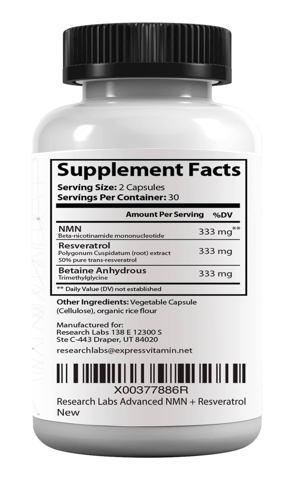 Research Labs Advanced NMN Resveratrol & Betaine (TMG) Longevity Formula – NAD Cellular Energy, Healthy Aging, Metabolic Support – Advanced Science Supplement – Made in USA NAD Supplement Booster - TrustMedUSA