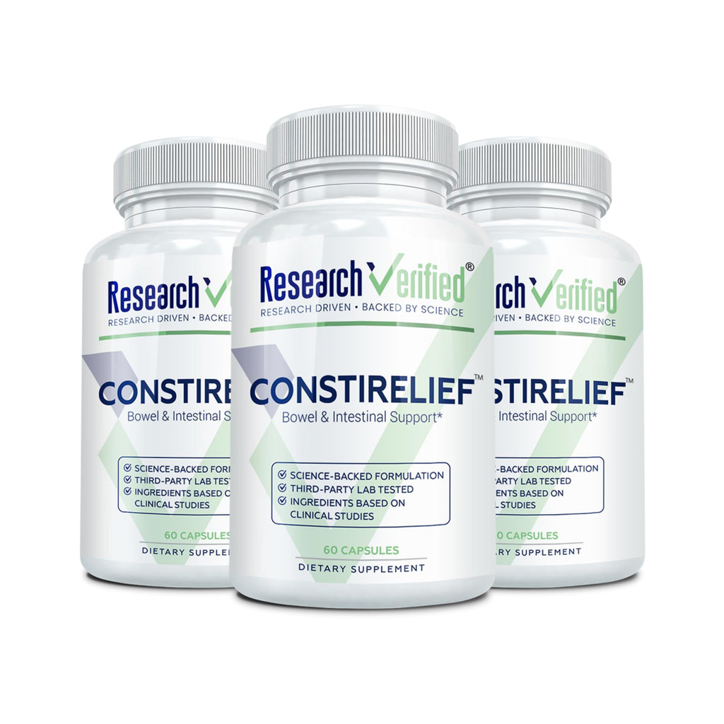 Research Verified ConstiRelief - The best Supplement for Constipation Relief on the market - with L. Acidophilus for long term health and prevention. 100% back guarantee! (Pack of 3) - TrustMedUSA