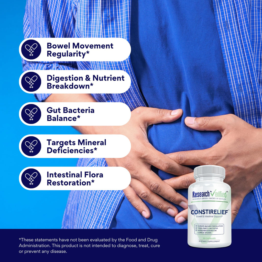 Research Verified ConstiRelief - The best Supplement for Constipation Relief on the market - with L. Acidophilus for long term health and prevention. 100% back guarantee! (Pack of 3) - TrustMedUSA