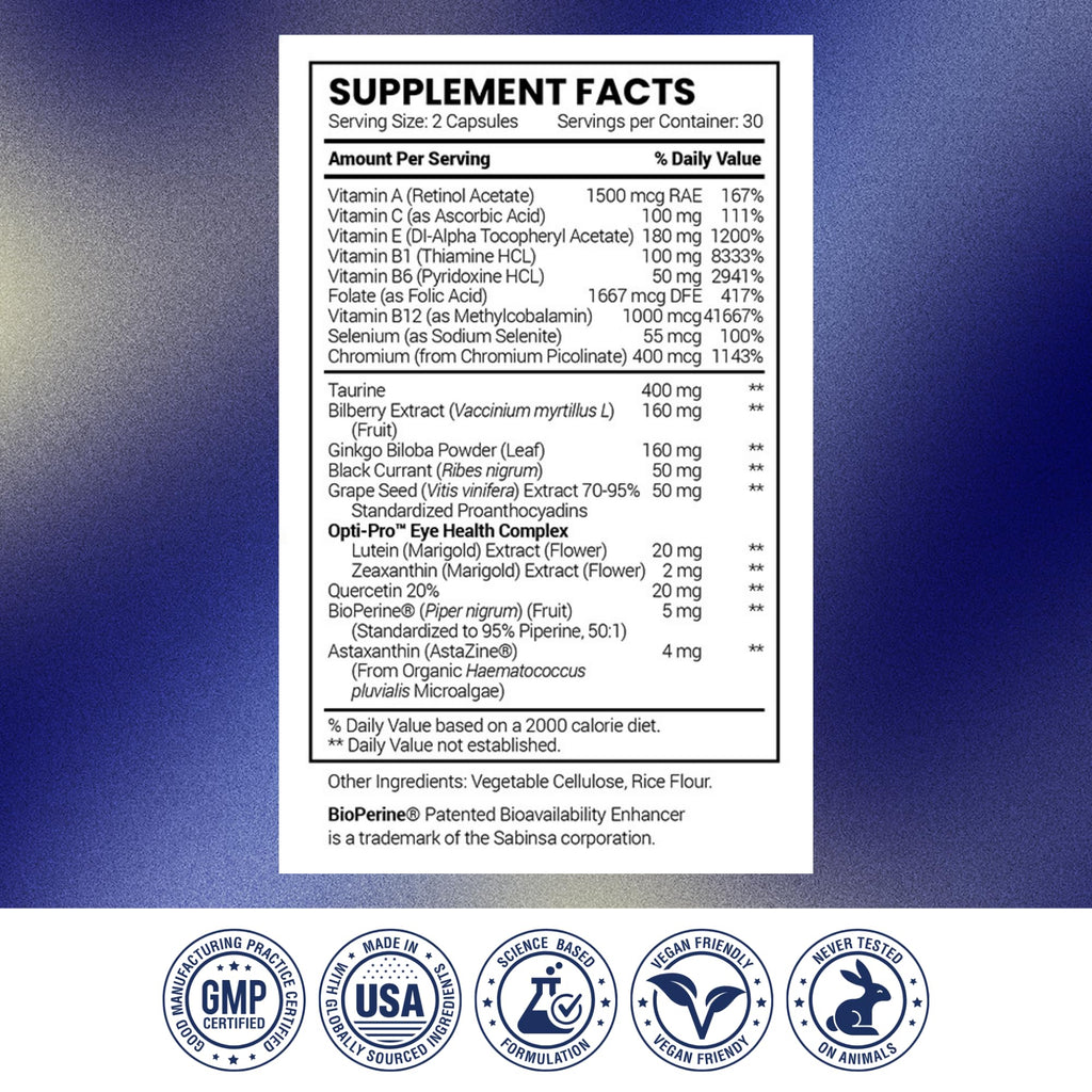 Research Verified Eye Health - Nourish and Protect Eyes and Vision, Support Healthy Retina, Improve Blood Supply to Eyes - Vitamins A, B, C, and E - 360 Capsules - 6 Month Supply - Made in The USA - TrustMedUSA