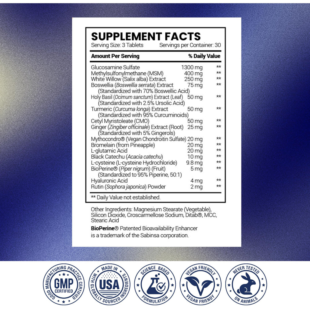 Research Verified Joint Support - Glucosamine, MSM, Turmeric, Boswellia, BioPerine - Vegan - 270 Capsules - 3 Month Supply - TrustMedUSA