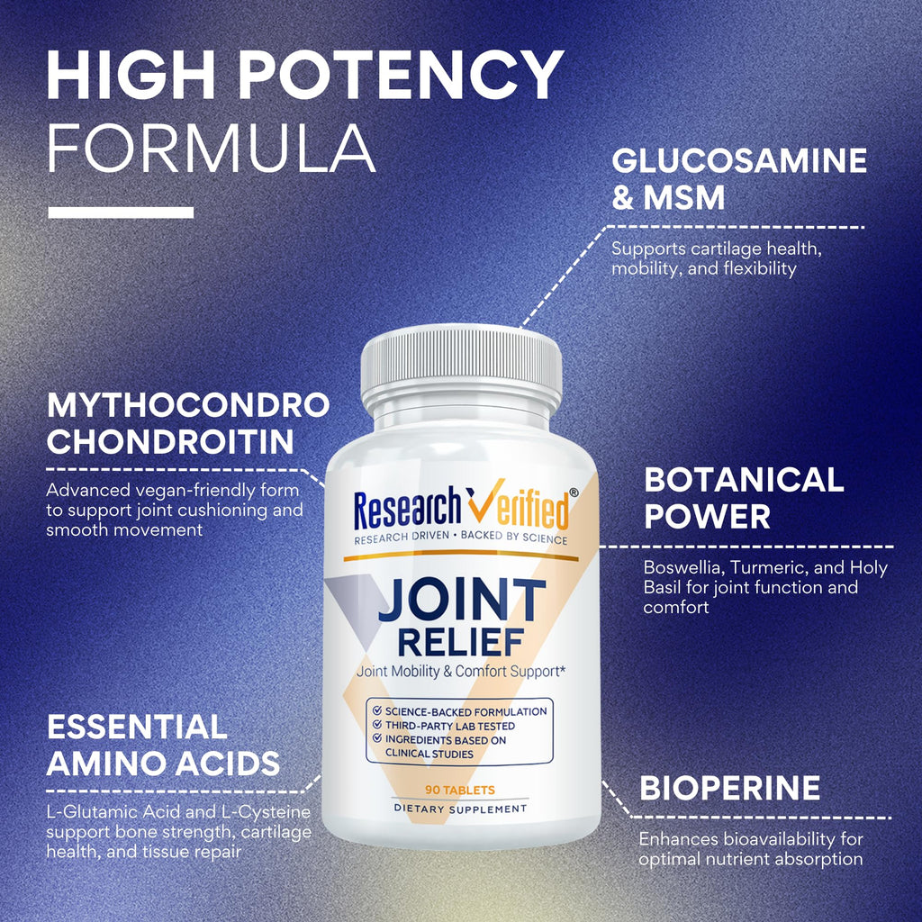 Research Verified Joint Support - Glucosamine, MSM, Turmeric, Boswellia, BioPerine - Vegan - 90 Capsules - 1 Month Supply - TrustMedUSA