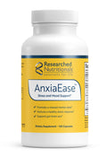 Researched Nutritionals AnxiaEase - Stress, Cortisol Management & Mood Support Supplement - Botanicals, Vitamin B6, Magnesium & 'Psychobiotic' Probiotic Strains (120 Capsules) - TrustMedUSA