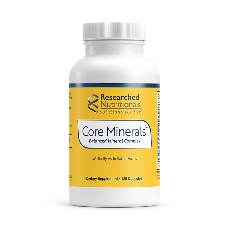 Researched Nutritionals Core Minerals - Daily Trace Minerals Supplement - Iron-Free Blend with Vitamin D3, Magnesium Glycinate & Iodine for Thyroid, Bone & Metabolic Support (120 ct) - TrustMedUSA