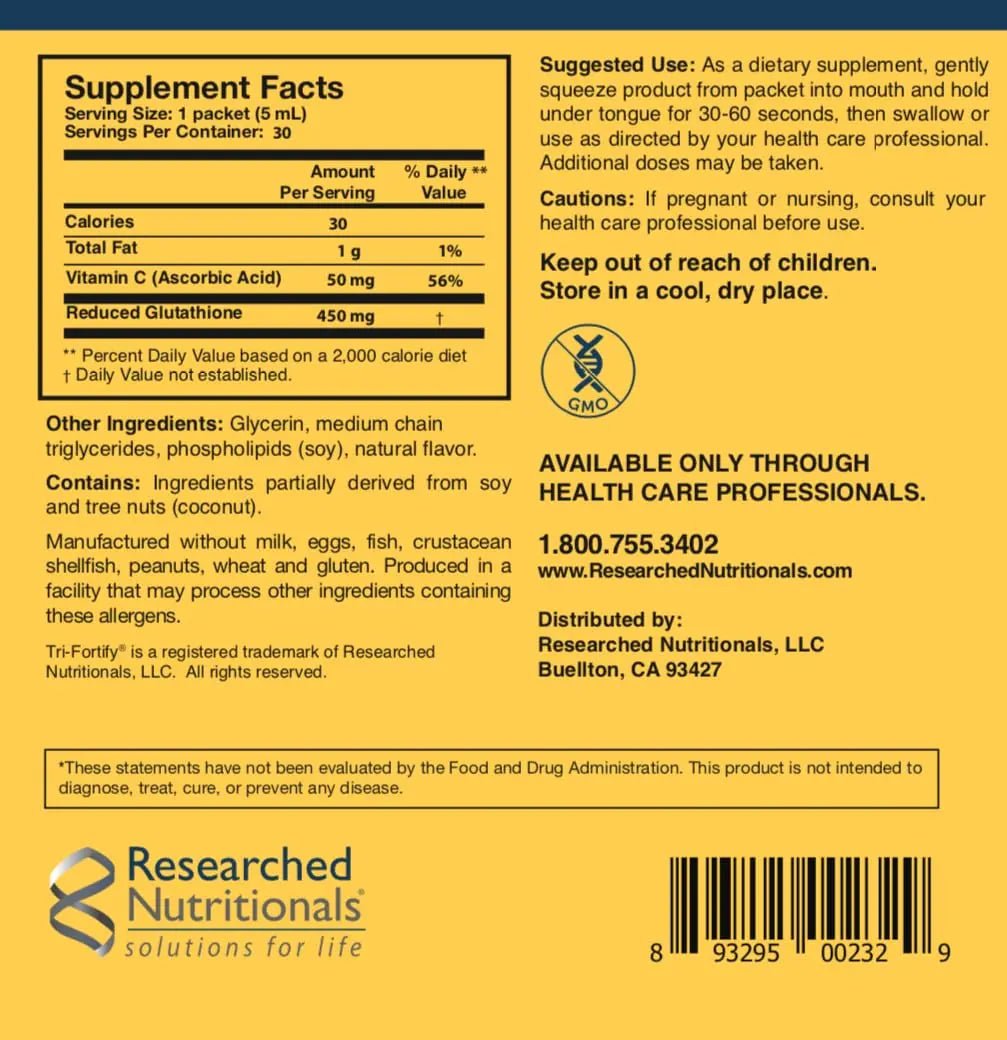 Researched Nutritionals Liposomal Glutathione (450mg) + Colostrum & Mushrooms Supplement for Immunity - Enhanced Immunity Duo - Tri-Fortify Watermelon + Transfer Factor Multi-Immune (2 Piece Set) - TrustMedUSA
