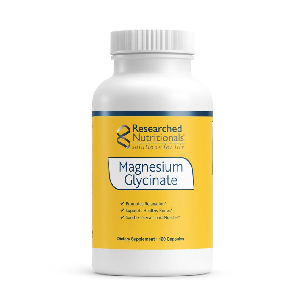 Researched Nutritionals Magnesium Glycinate Capsules - 125mg High Absorption Magnesium Glycinate Supplement to Support Healthy Bones and Energy Production - Vegan & Non-GMO (120 Capsules) - TrustMedUSA