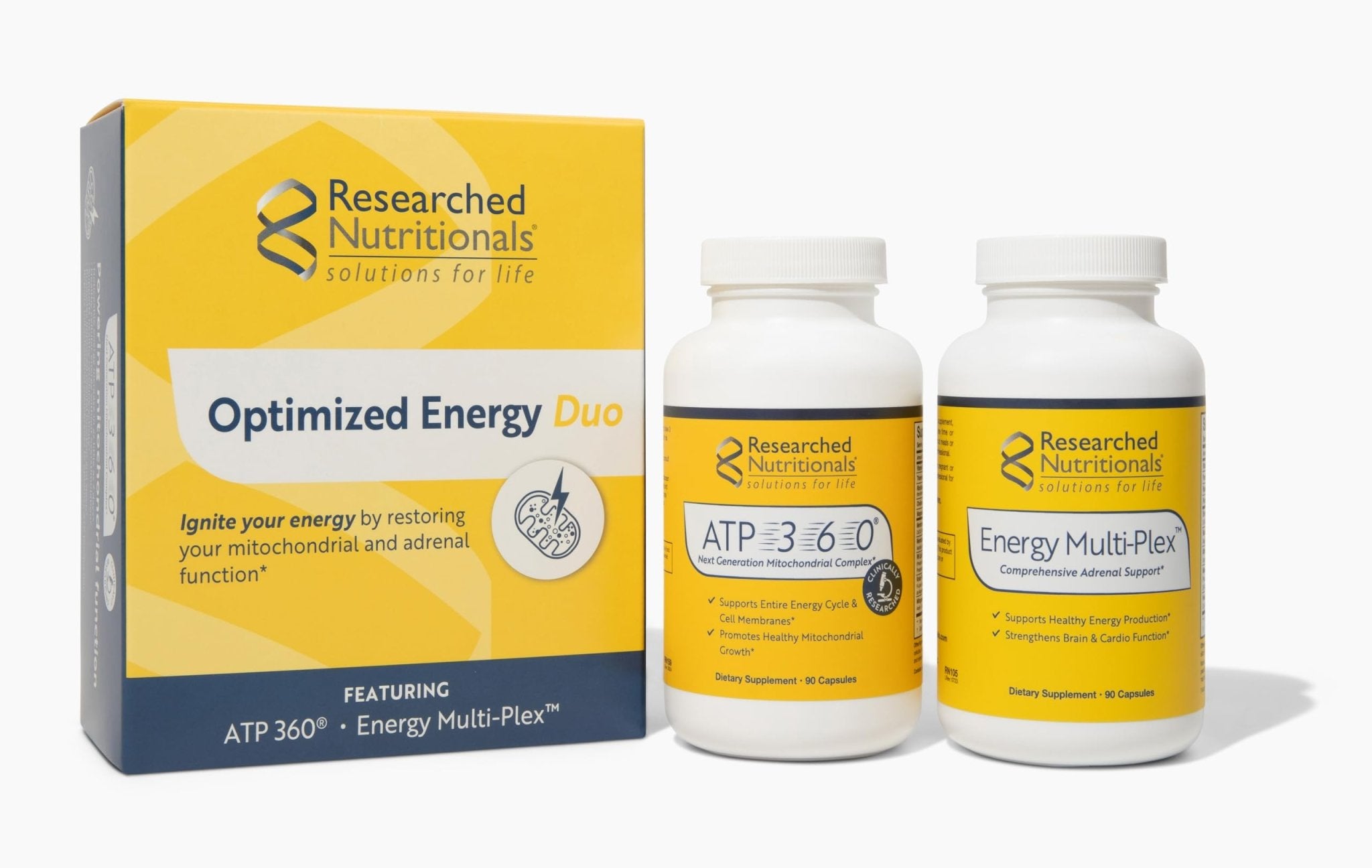 Researched Nutritionals Mens & Womens Vitamins - Optimized Energy Duo - Adrenal Support & Mitochondrial Supplements to Promote Optimal Cellular Energy - ATP 360 & Multi-Plex - TrustMedUSA