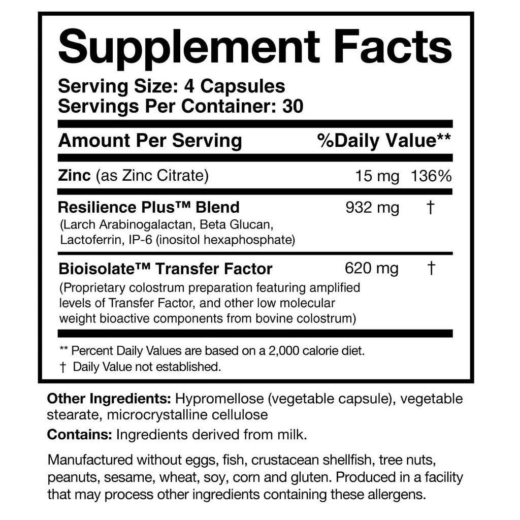 Researched Nutritionals Transfer Factor Rapid Response Immune Support Supplement - Colostrum Blend with Beta Glucan, IP-6 & Lactoferrin, Fast-Acting Innate & Adaptive Immune Modulation (120 Capsules) - TrustMedUSA