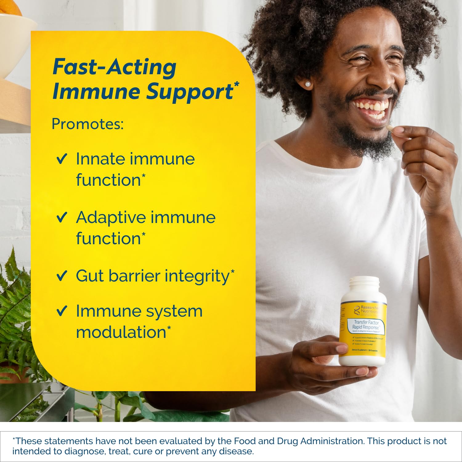 Researched Nutritionals Transfer Factor Rapid Response Immune Support Supplement - Colostrum Blend with Beta Glucan, IP-6 & Lactoferrin, Fast-Acting Innate & Adaptive Immune Modulation (120 Capsules) - TrustMedUSA