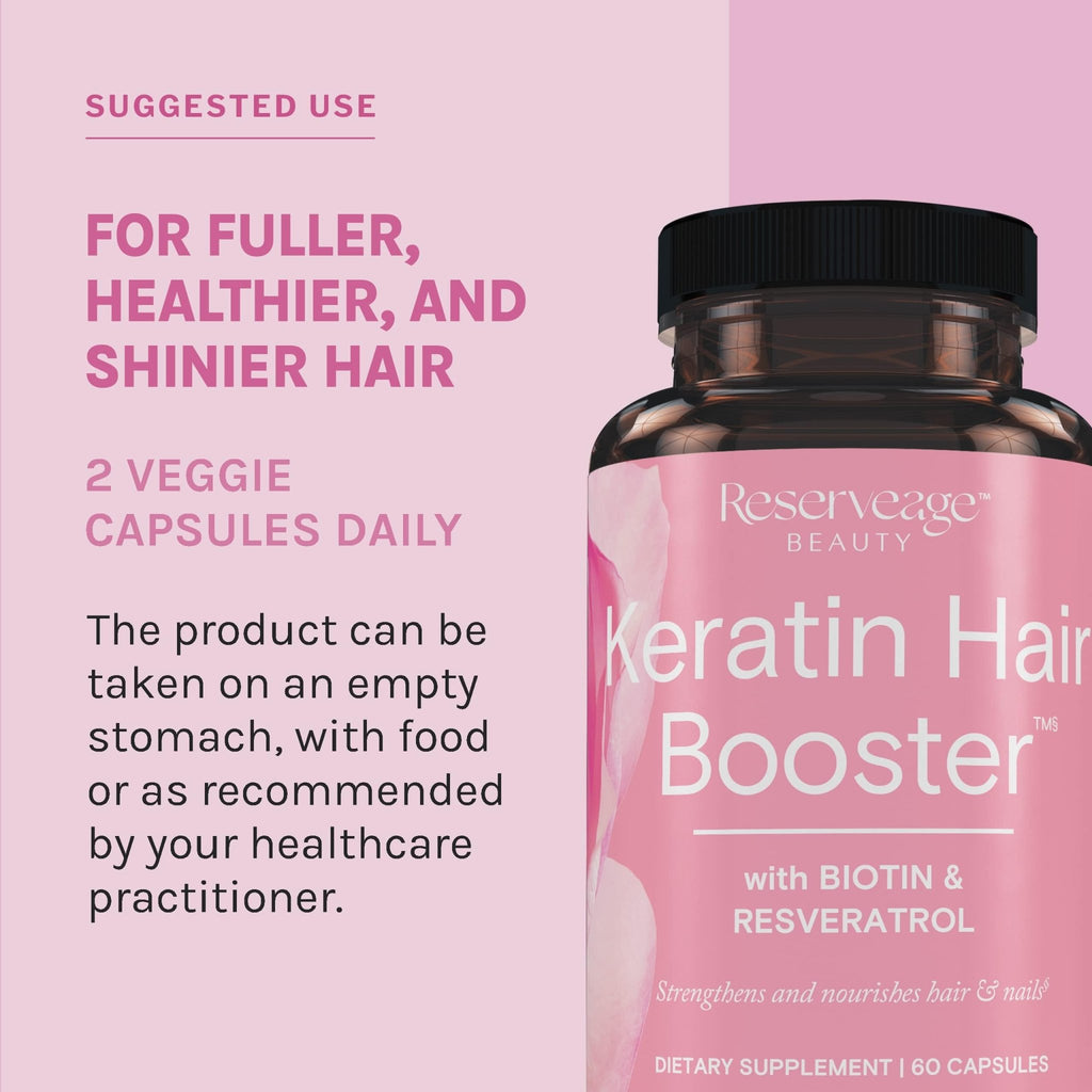 Reserveage Ultra Collagen Booster & Keratin Hair Booster - Features Dermaval, Biotin & Resveratrol - Support Hair & Skin - 60 Ultra Collagen Capsules, 60 Keratin Capsules - TrustMedUSA