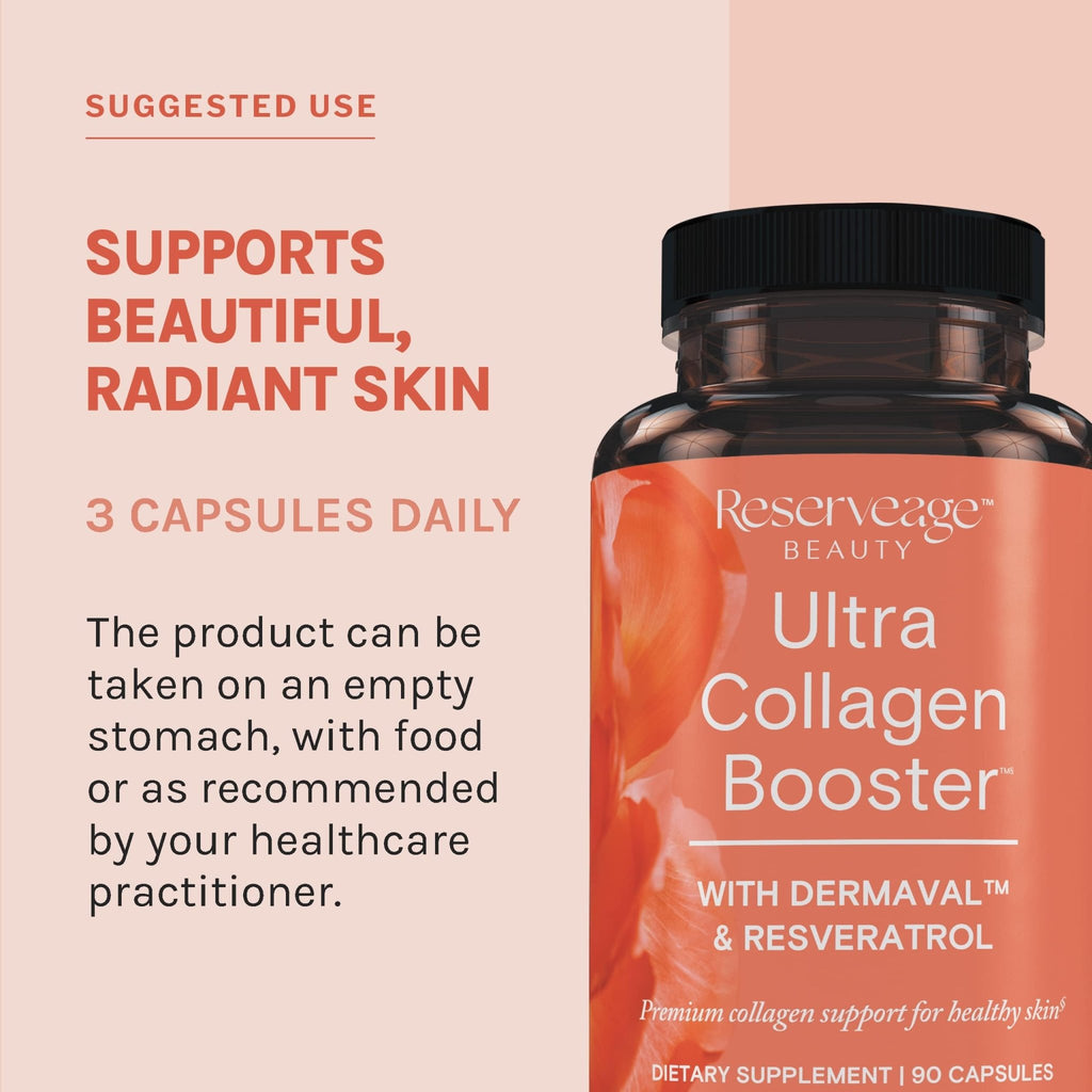 Reserveage Ultra Collagen Booster & Keratin Hair Booster - Features Dermaval, Biotin & Resveratrol - Support Hair & Skin - 90 Ultra Collagen Booster Capsules, 120 Keratin Hair Booster Capsules - TrustMedUSA