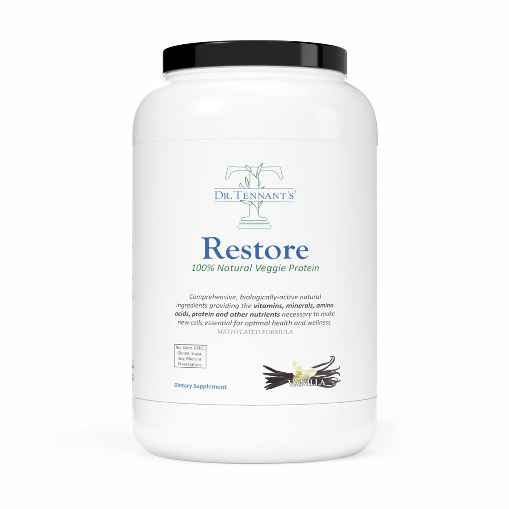 Restore Vanilla Veggie Protein | Premium Plant-Based Protein - 100% Natural and Omega 3 Fusion, Including Pea Protein Isolate - Low Carb, Keto, Dairy Free - 30 Day Supply Dr. Tennant's - TrustMedUSA