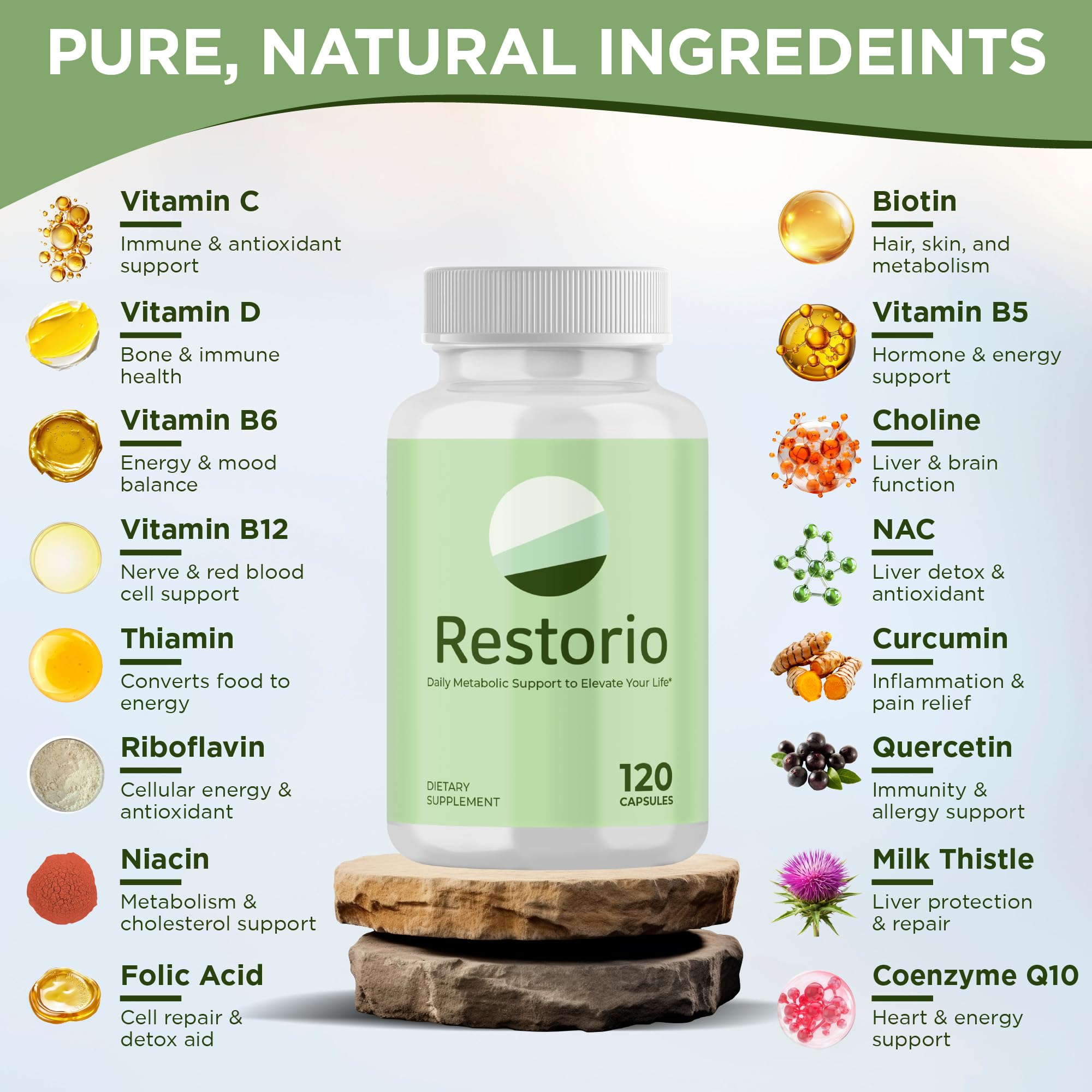 Restorio™ Metabolic Health Support Capsules - Liver & Inflammation Support - Hangover Prevention - Exercise Recovery - 120 Capsules - TrustMedUSA