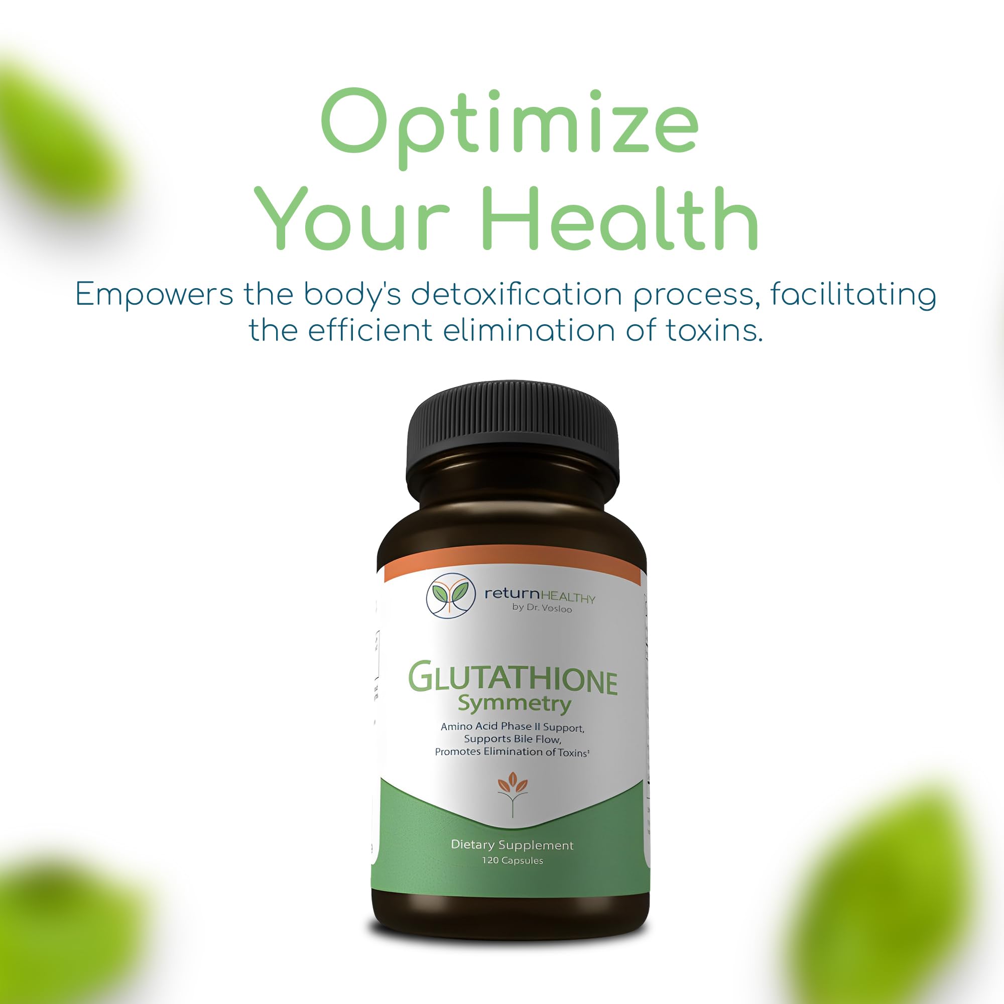 Return Healthy Glutathione Symmetry | S-Acetyl Glutathione Supplement | Antioxidants & Detoxification Supplement | Natural Cellular Support | All-Natural, Vegan, Non-GMO, 120 caps - TrustMedUSA