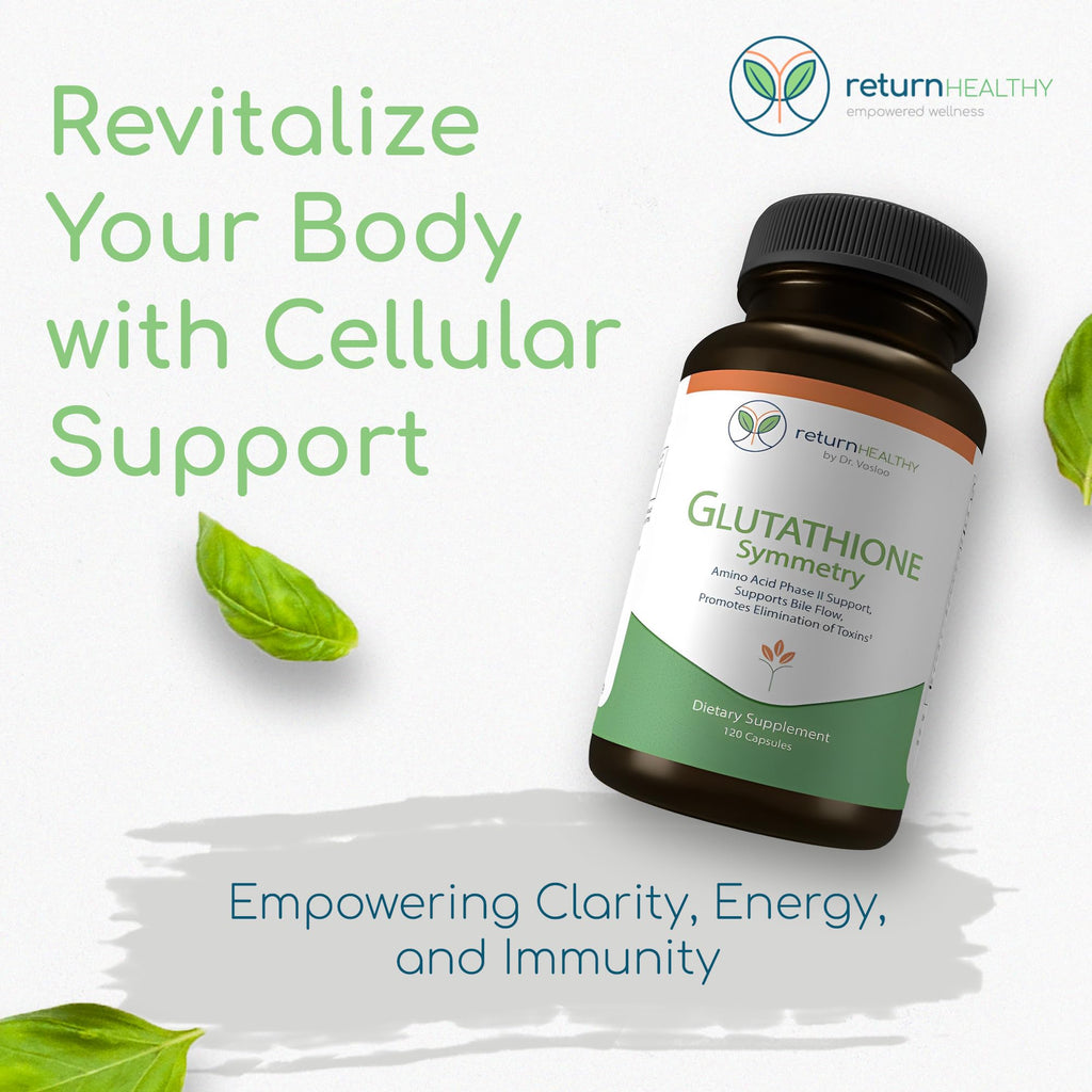 Return Healthy Glutathione Symmetry | S-Acetyl Glutathione Supplement | Antioxidants & Detoxification Supplement | Natural Cellular Support | All-Natural, Vegan, Non-GMO, 120 caps - TrustMedUSA