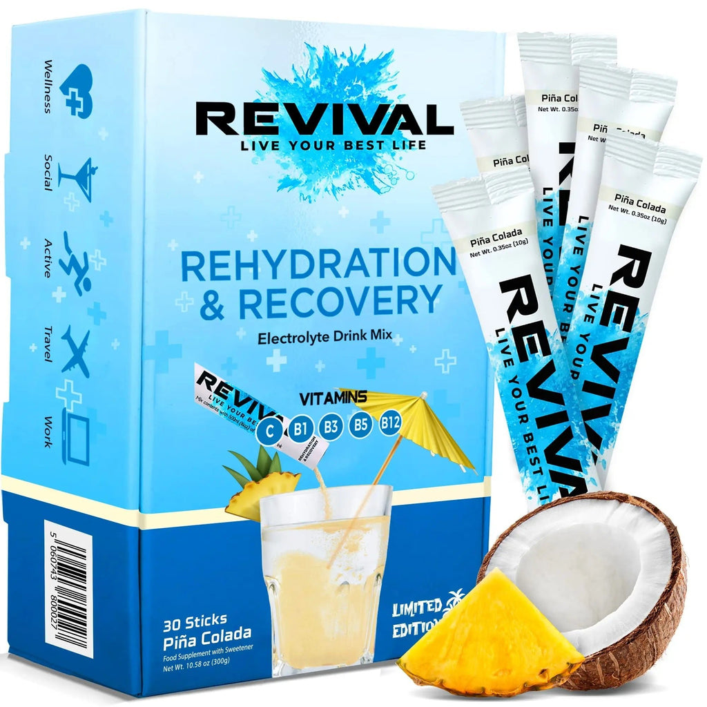 Revival Rapid Rehydration, Electrolytes Powder - High Strength Vitamin C, B1, B3, B5, B12 - TrustMedUSA