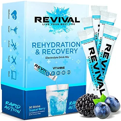 Revival Rapid Rehydration, Electrolytes Powder - High Strength Vitamin C, B1, B3, B5, B12 - TrustMedUSA