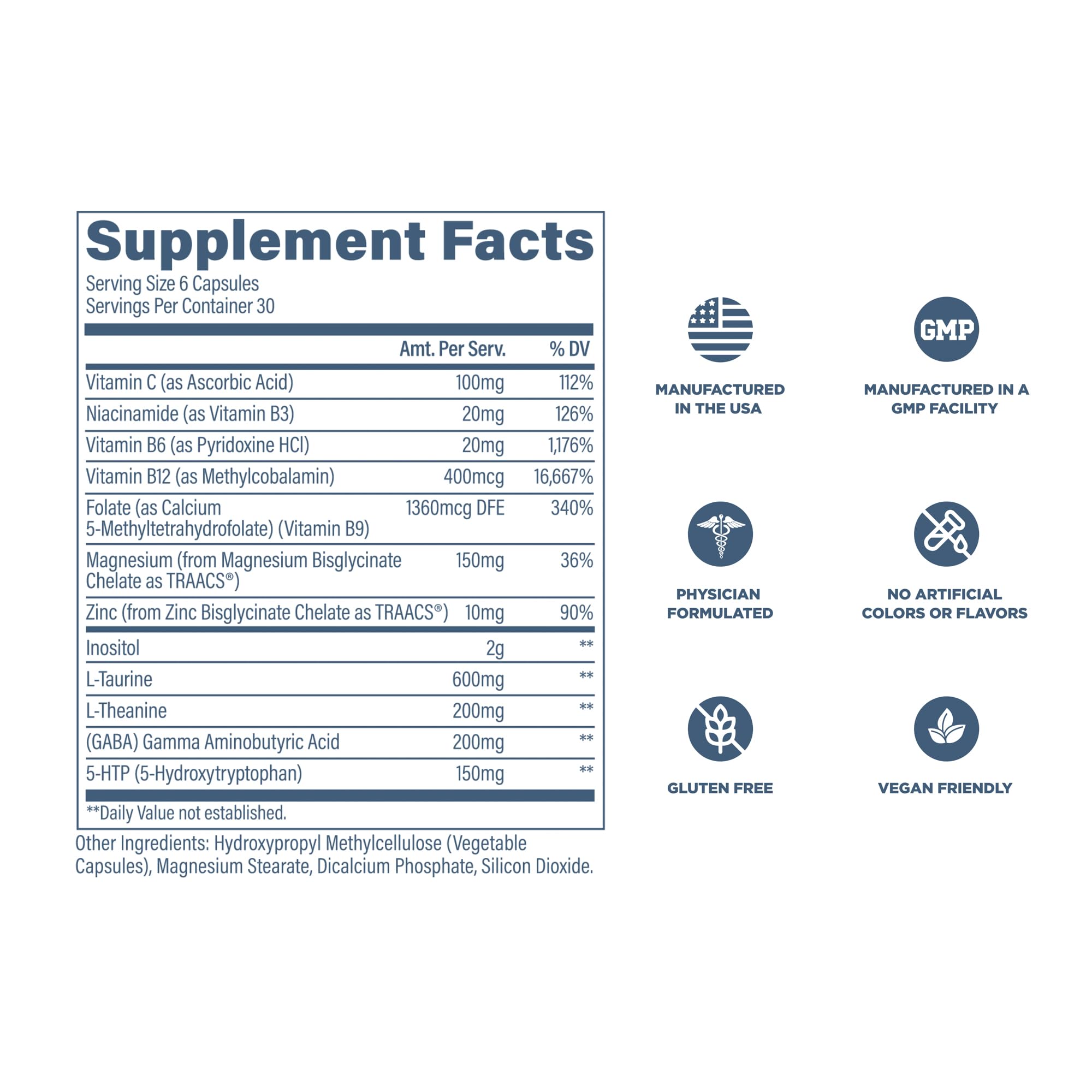 Revive MD Calm, Emotional Well-Being Support Supplement - Stress Management for Men & Women - Mood Enhancement Supplement Promotes Relaxation with L-Theanine, GABA & 5-HTP (180 Capsules, 30 Servings) - TrustMedUSA