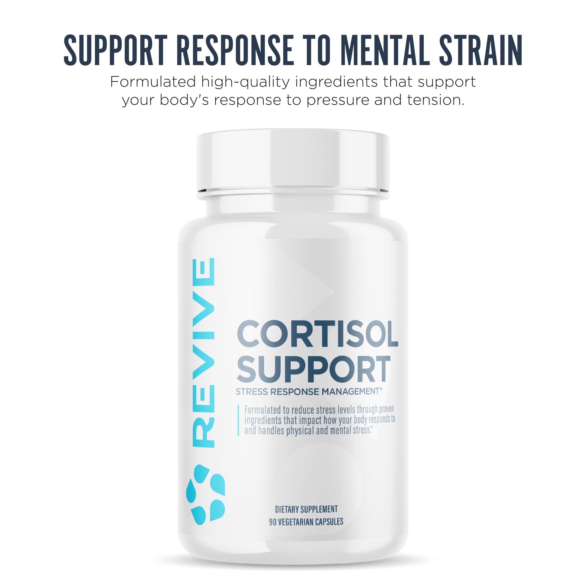 Revive MD Cortisol Manager, 90 Vegetarian Capsules - Cortisol Supplement w/Magnesium & L-Theanine Support Health, Focus, Energy, Fatigue, & Adrenal Gland Function - Vegan & Gluten-Free (30 Servings) - TrustMedUSA