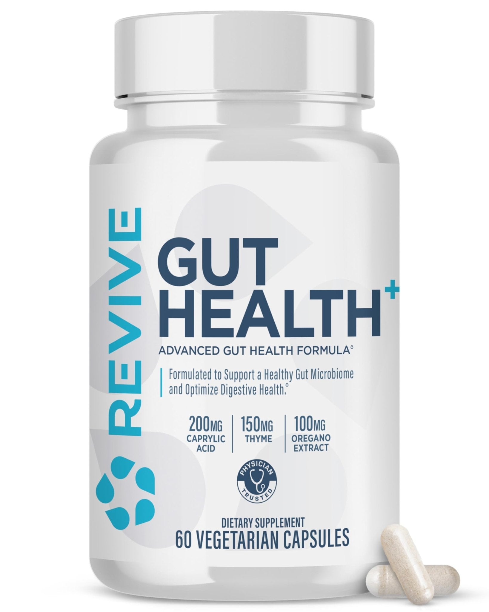 Revive MD Gut Health Supplements for Men & Women - Daily Gut Repair & Digestive Health Support Formula with Thyme, Oregano & Milk Thistle - TrustMedUSA