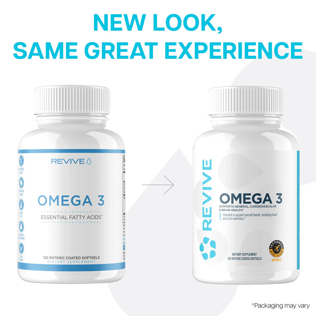 Revive MD Omega 3 Fish Oil Supplements for Men & Women – Softgels with EPA & DHA Fatty Acids for Healthy Skin & Joints, Heart & Brain Support – Vegan-Friendly, Gluten-Free (120 Softgels) - TrustMedUSA