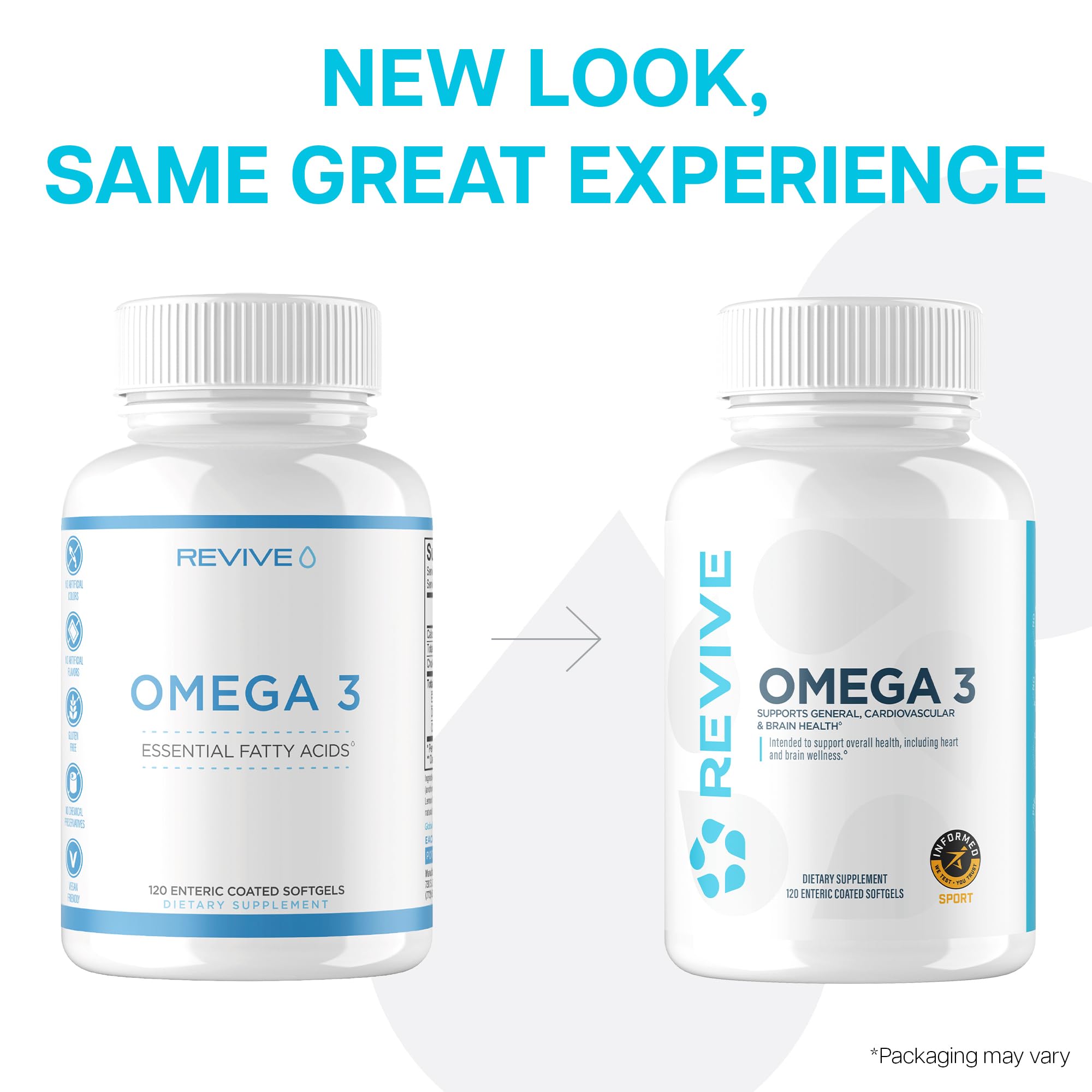 Revive MD Omega 3 Fish Oil Supplements for Men & Women – Softgels with EPA & DHA Fatty Acids for Healthy Skin & Joints, Heart & Brain Support – Vegan-Friendly, Gluten-Free (120 Softgels) - TrustMedUSA