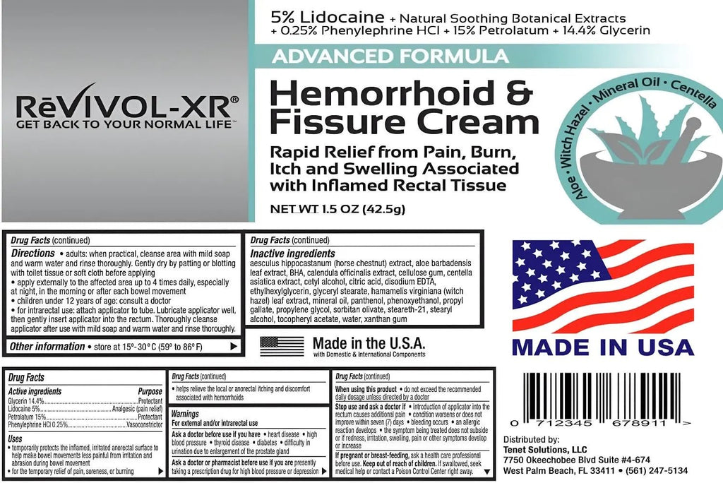 REVIVOL-XR Advanced Hemorrhoid Treatment. 5% Lidocaine + Shrinks + Protects Skin + Aloe + Witch Hazel + Botanicals, External & Internal Use. Most Complete OTC Ointment + Fissure Cream. Made in USA. - TrustMedUSA