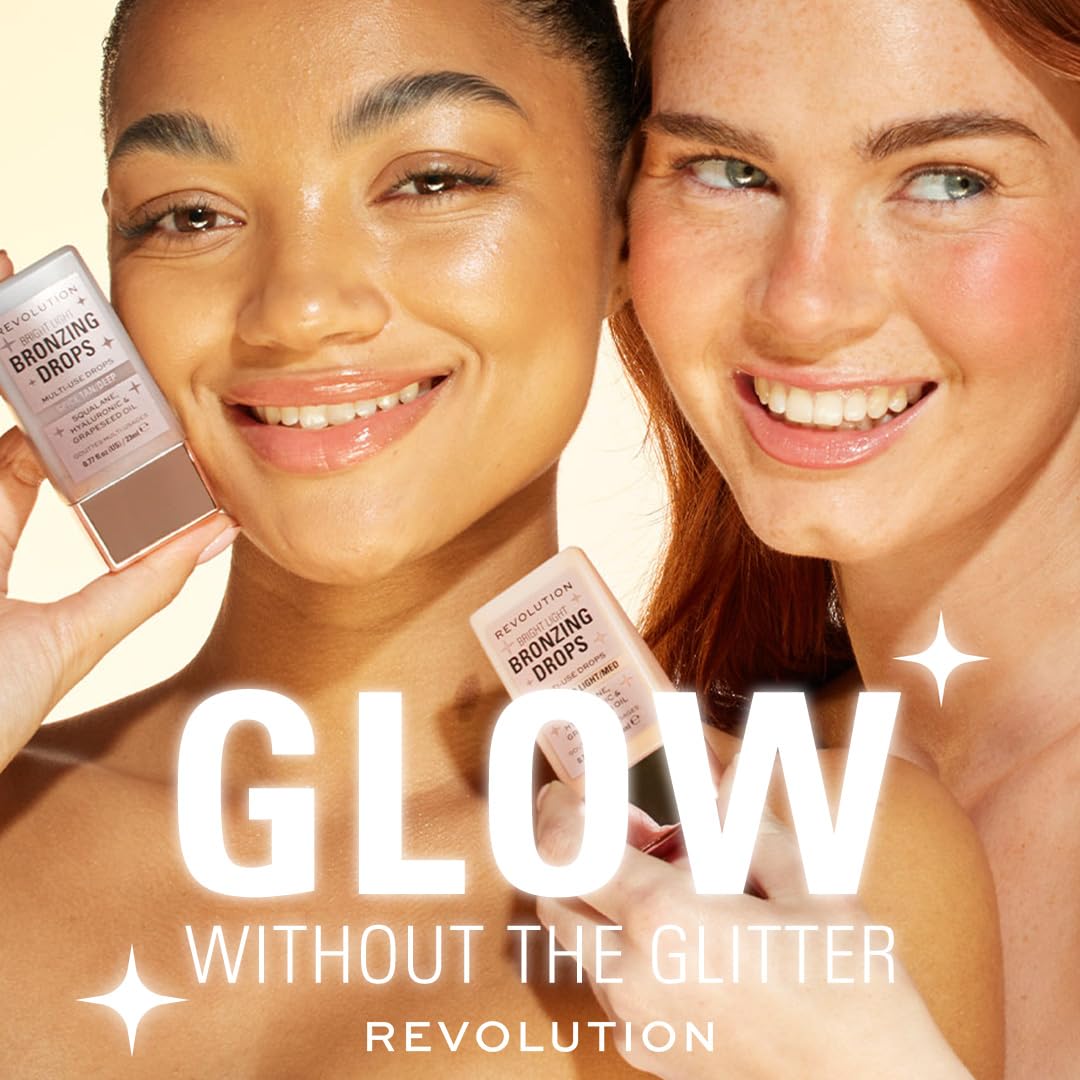 Revolution Beauty London, Bright Light Bronzing Drops, Bronze & Glow for Face & Body, Infused with Hyaluronic Acid, Vegan & Cruelty-Free, Bronze Summer, 0.77 fl oz - TrustMedUSA