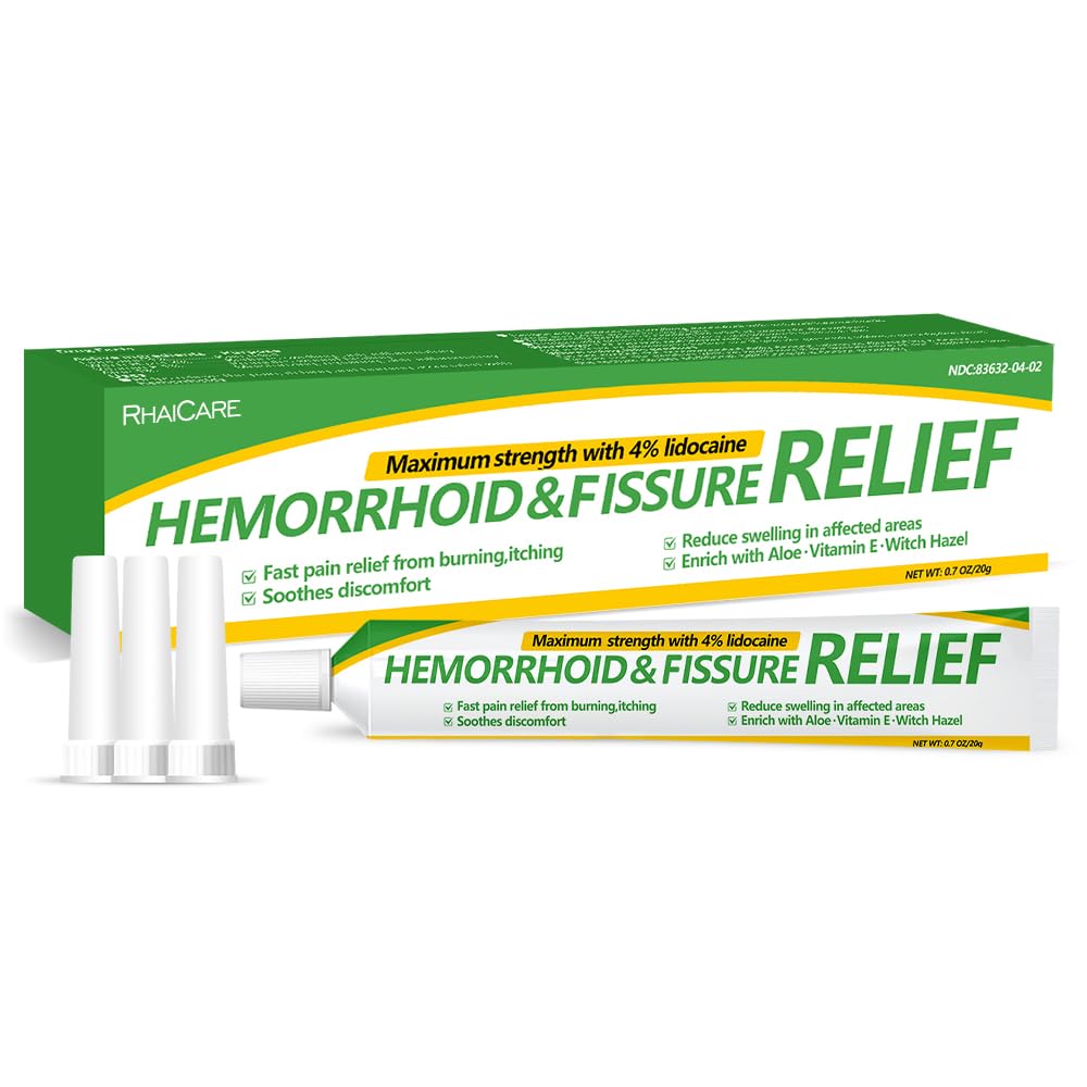 RHAICARE Hemorrhoid and Fissure Cream,Hemorrhoidal Ointment for Fast Acting Itch, Swelling, and Maximum Strength Pain Relief（1 Pack - TrustMedUSA