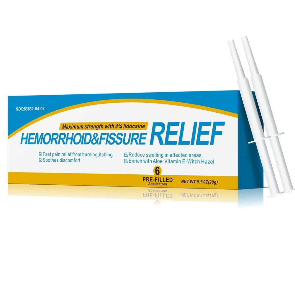 RHAICARE Hemorrhoid and Fissure Treatment Ointment (6 Pre-Filled Pack),Hemorrhoid and Fissure Cream Witch Hazel Maximum Strength Pain Relief,for Itching and Swelling - TrustMedUSA