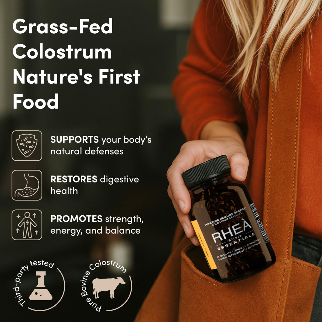 Rhea Bovine Colostrum Supplement for Women, Colostrum Capsules for Gut Health, Digestion, Bloating, Beauty, Immune Support, Bovine Colostrum for Humans, Colostrum Pills (60caps) - TrustMedUSA