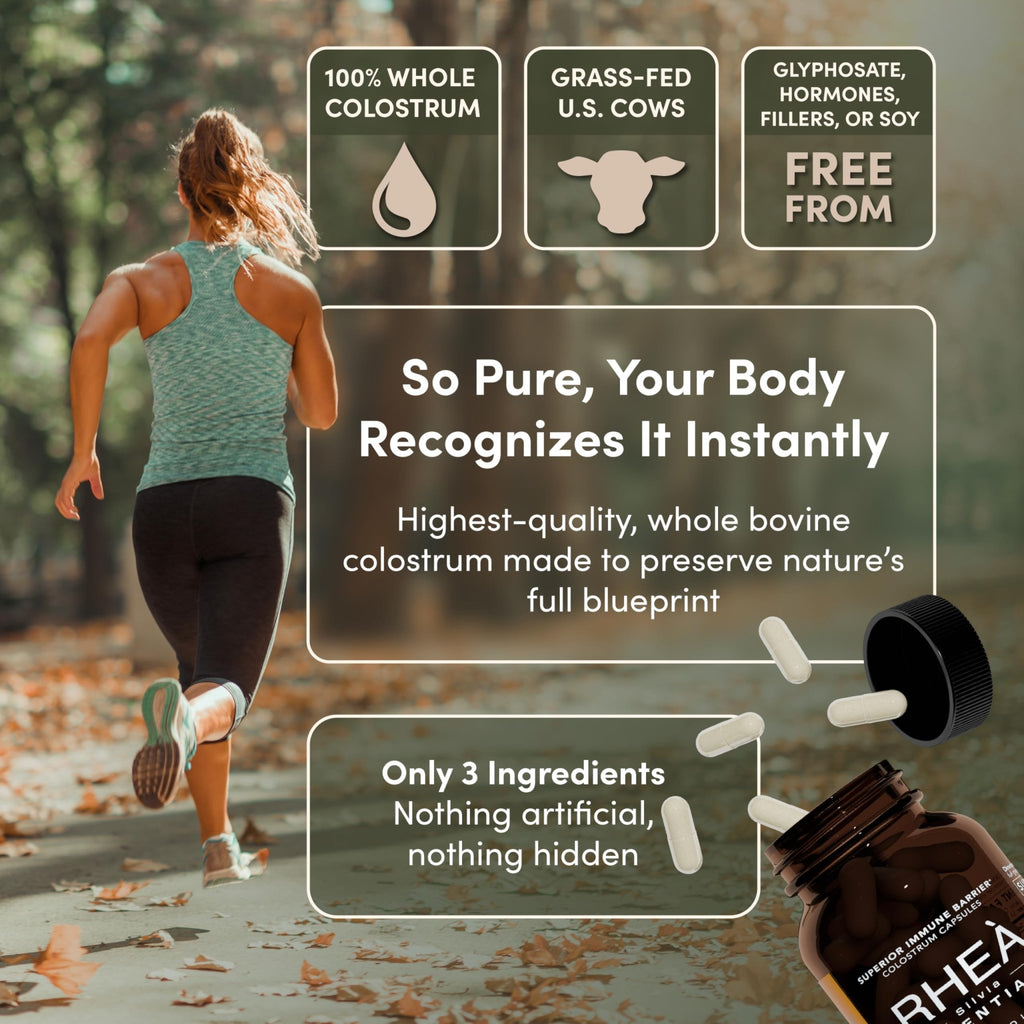 Rhea Bovine Colostrum Supplement for Women, Colostrum Capsules for Gut Health, Digestion, Bloating, Beauty, Immune Support, Bovine Colostrum for Humans, Colostrum Pills (60caps) - TrustMedUSA