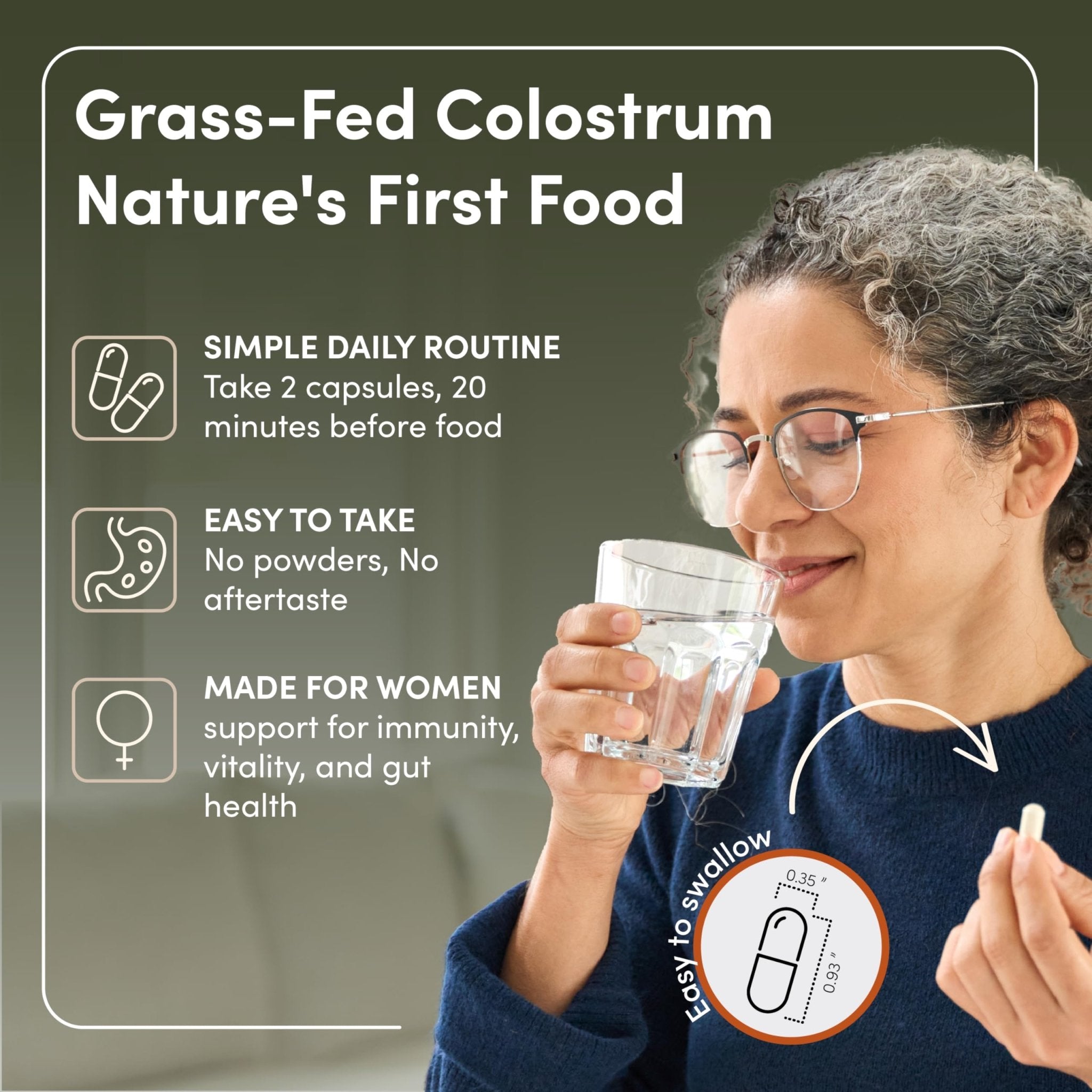 Rhea Bovine Colostrum Supplement for Women, Colostrum Capsules for Gut Health, Digestion, Bloating, Beauty, Immune Support, Bovine Colostrum for Humans, Colostrum Pills (60caps) - TrustMedUSA