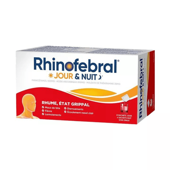 Rhinofebral Day & Night Cold Flu Condition 12 sachets - TrustMedUSA