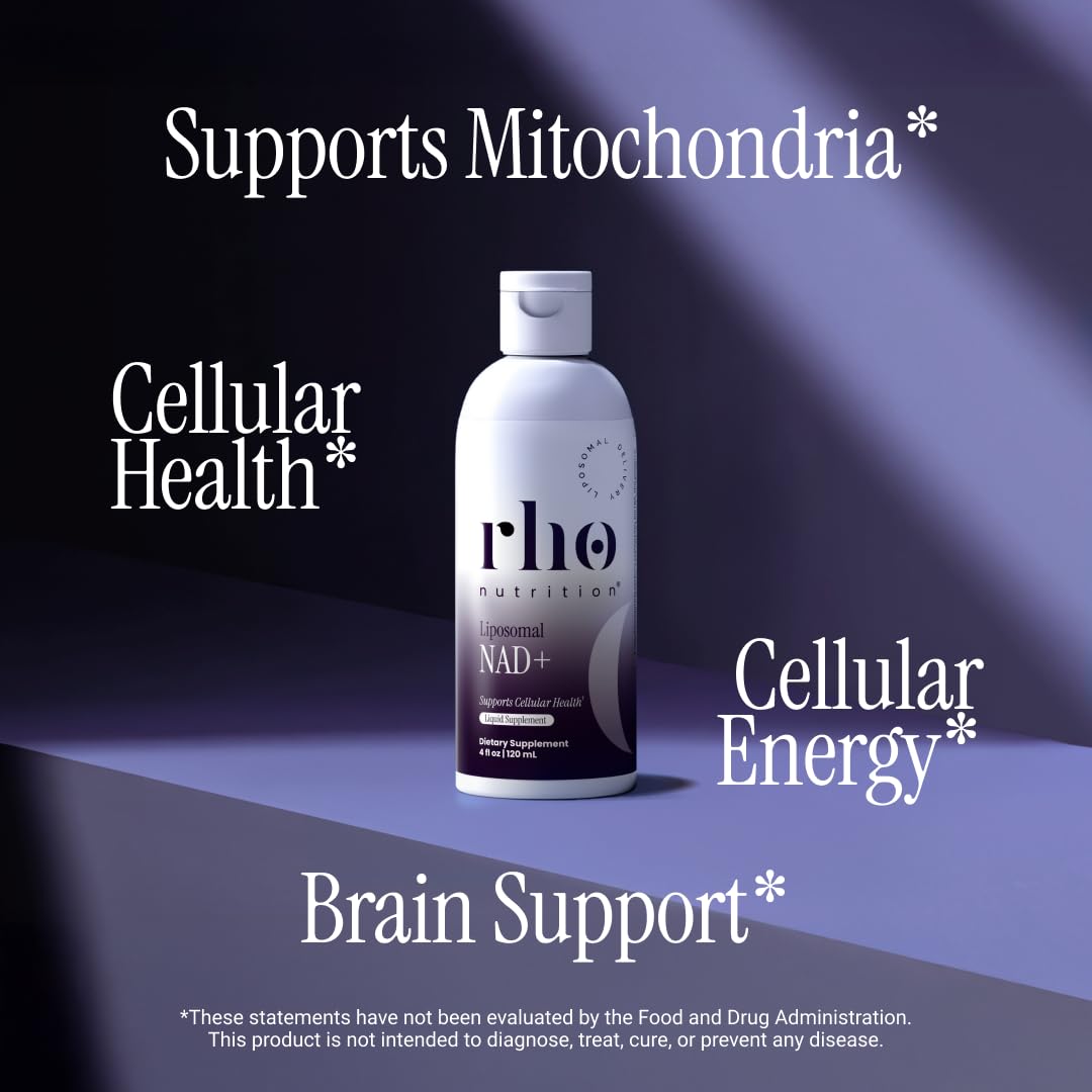 Rho Nutrition Liposomal NAD+ – Liquid Supplement Designed to Help Support Absorption – Active Form of NAD+ Helps Support Normal Cellular Health, Healthy Aging, Energy Metabolism and Overall Vitality - Maple Wellness Supplements