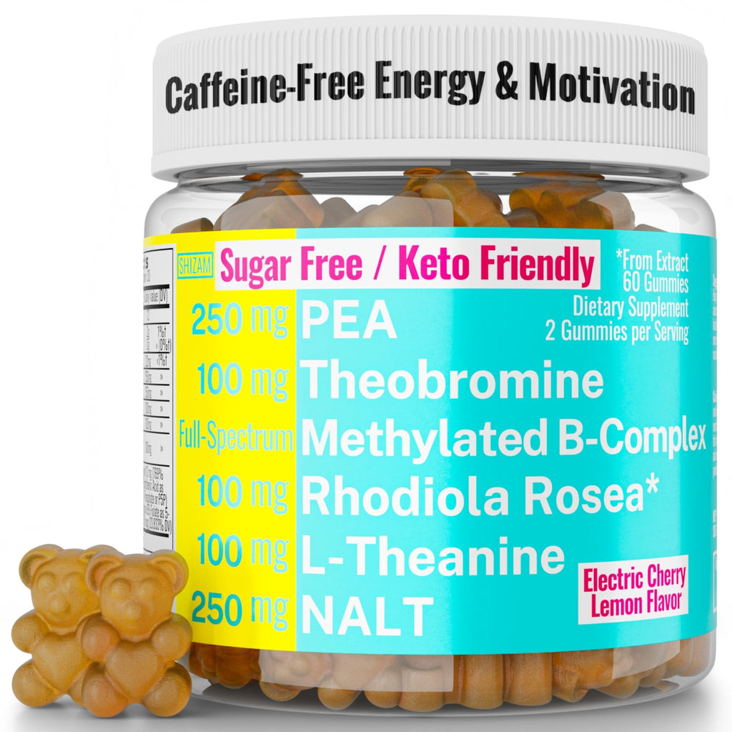 Rhodiola Rosea NALT N-Acetyl-L-Tyrosine Methylated Vitamin B Complex L-Theanine Gummies w P5P B6 5-MTHF B9 Folate Methyl B12 Methylcobalamin B3 Niacinamide, Supplement Powder Capsule Pill Supplements - TrustMedUSA