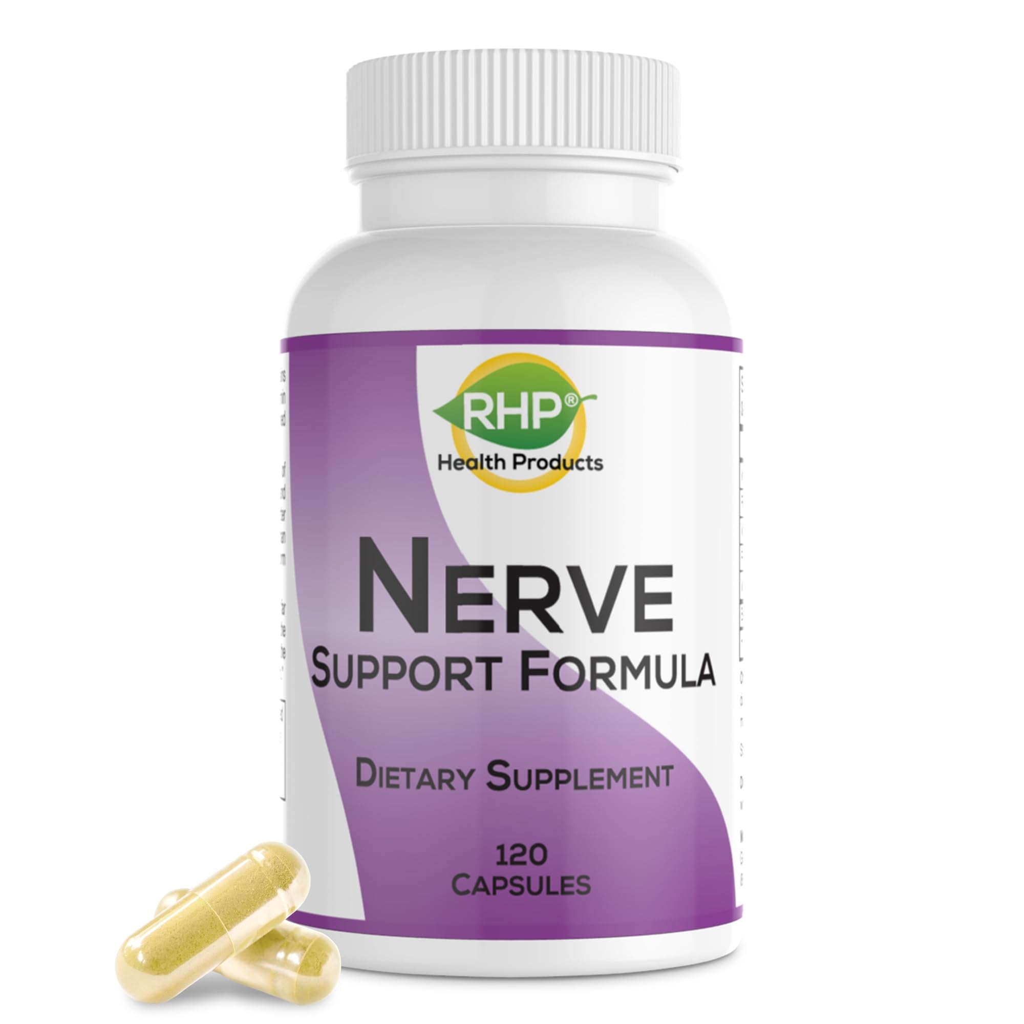 RHP Nerve Support Formula. Nutritional Support of Neuropathy, Nerve Relief from Aches, Nerve Pain & Discomfort. B-Complex with Benfotiamine and Methyl B12. 120 Capsules - TrustMedUSA