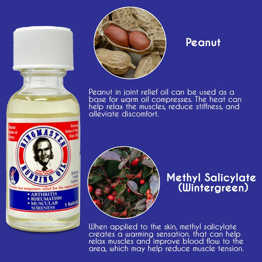 Ringmaster Rubbing Oil Pain Relief Since 1950 Made in USA for Arthritis, Rheumatism, Muscular Joint Soreness (1 oz) - TrustMedUSA