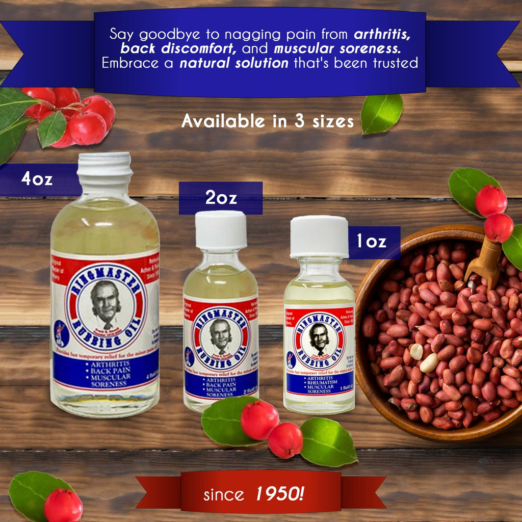 Ringmaster Rubbing Oil Pain Relief Since 1950 Made in USA for Arthritis, Rheumatism, Muscular Joint Soreness (1 oz) - TrustMedUSA