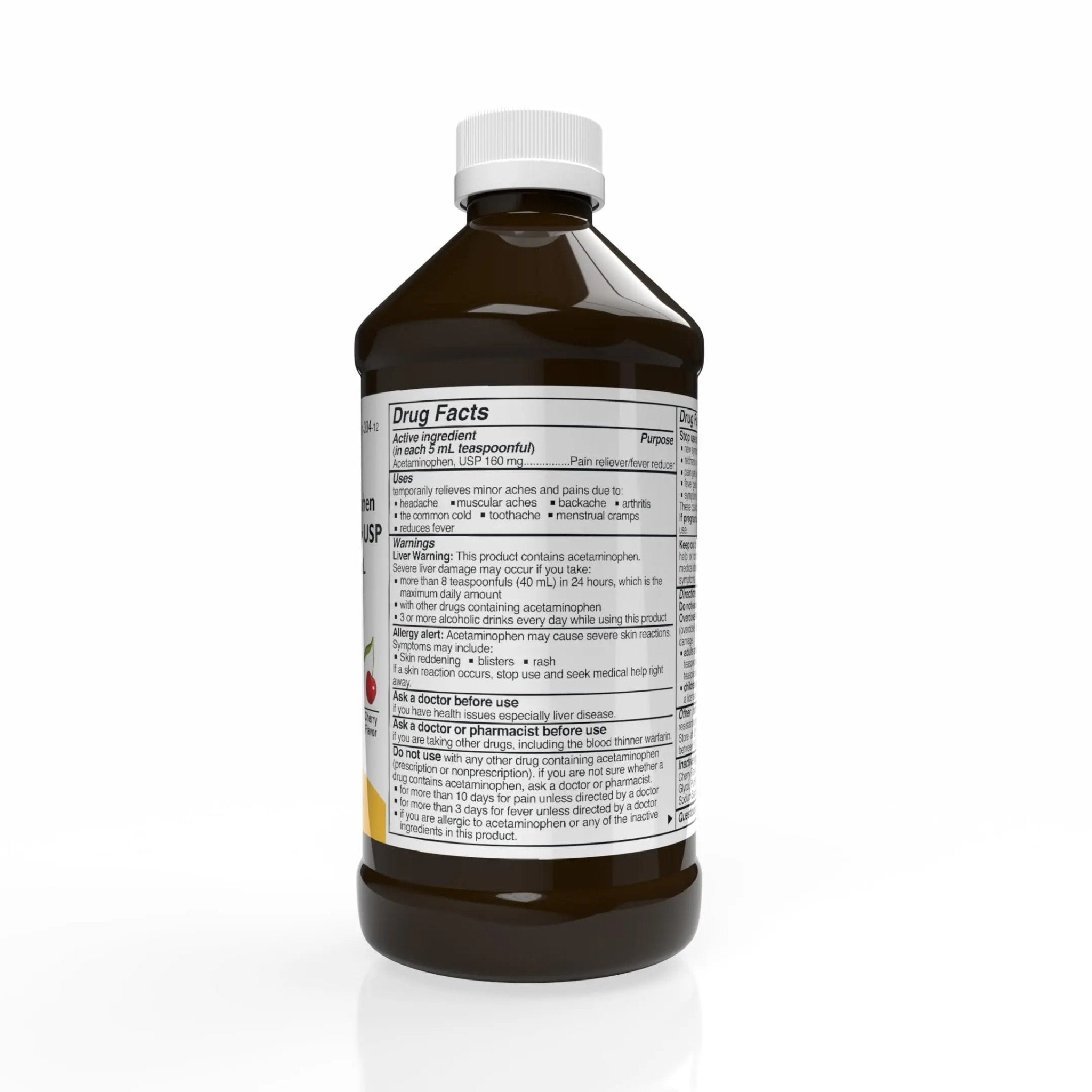 Rising Health Acetaminophen Oral Solution USP, 160 mg/5 mL | Pain & Fever Reliever | Cherry Flavor | Available in 118 mL & 473 mL (118ml - 4oz) - TrustMedUSA