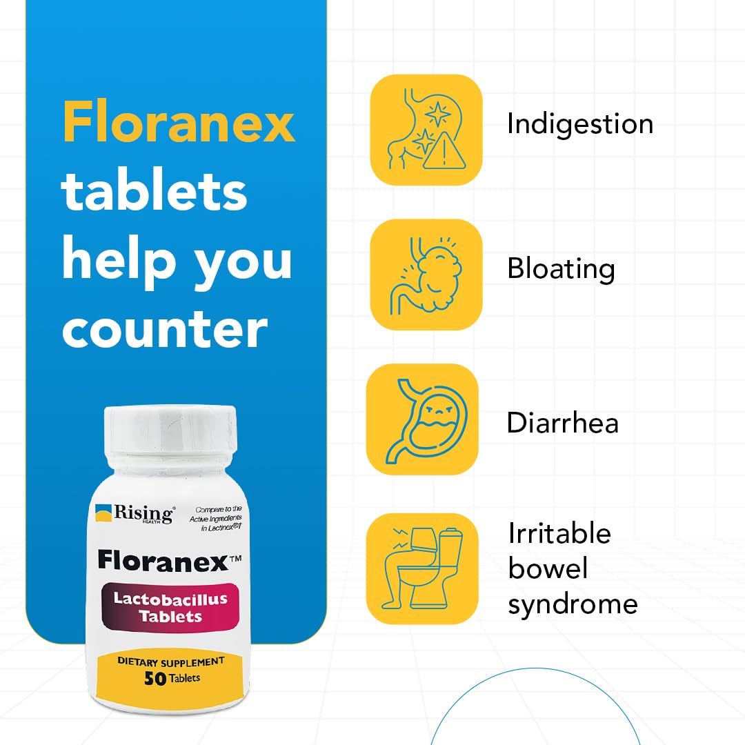 Rising Health - Floranex Tablets - Lactobacillus Probiotic Dietary Supplements - 50 Tablets - TrustMedUSA