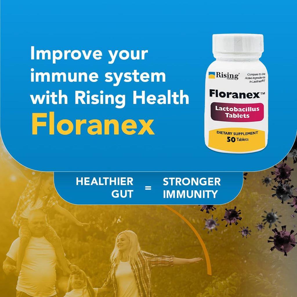 Rising Health - Floranex Tablets - Lactobacillus Probiotic Dietary Supplements - 50 Tablets - TrustMedUSA