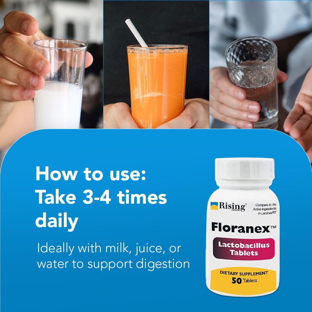 Rising Health - Floranex Tablets - Lactobacillus Probiotic Dietary Supplements - 50 Tablets - TrustMedUSA