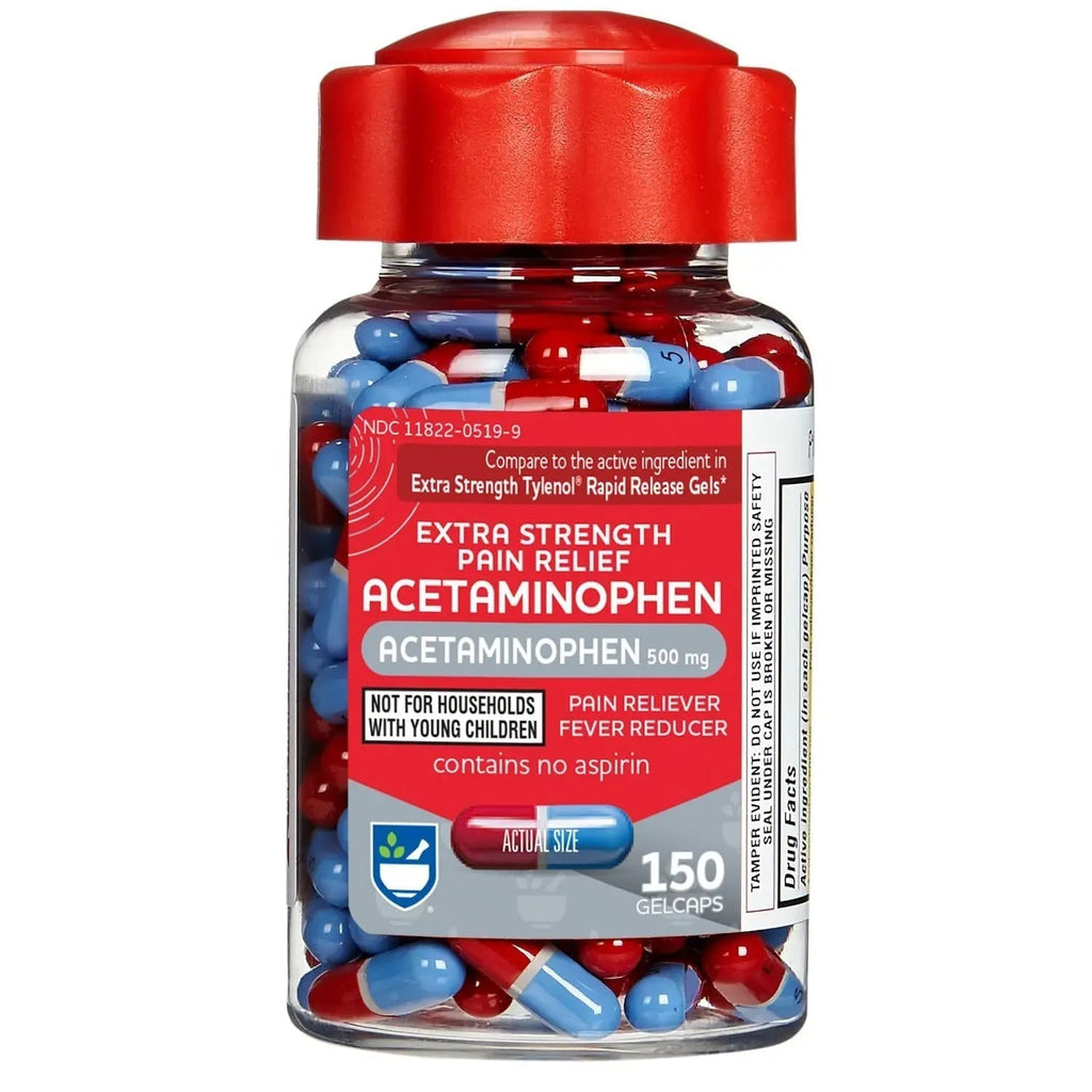 Rite Aid Extra Strength 500mg Acetaminophen Rapid Release Gelcaps - 150 Count | Joint, Muscle, Arthritis, Back Pain Relief - TrustMedUSA
