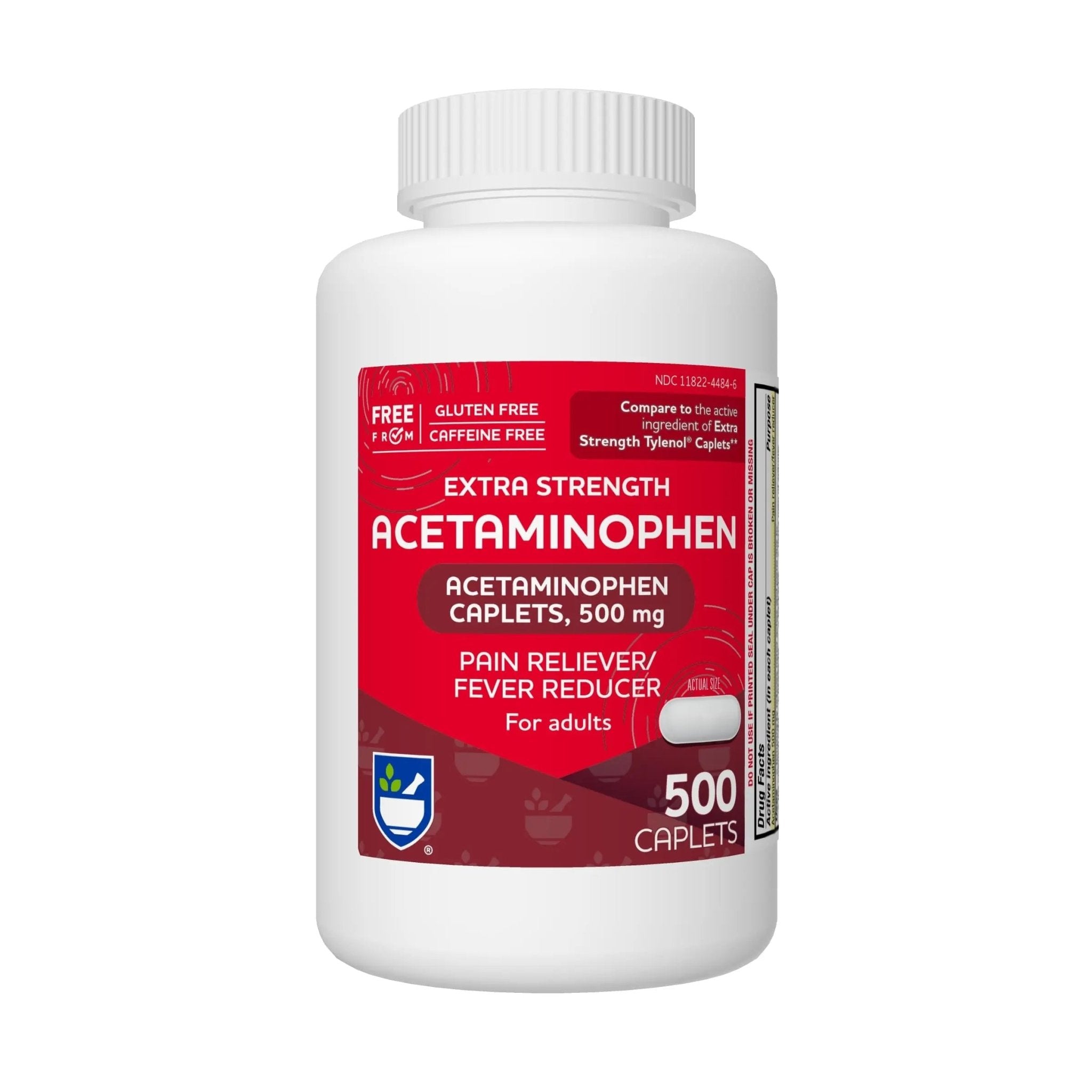 Rite Aid Extra Strength Acetaminophen, 500mg - 500 Caplets | Pain Reliever & Fever Reducer for Migraines, Joint Pain, Muscle or Back Pain, and Menstrual Pain - TrustMedUSA