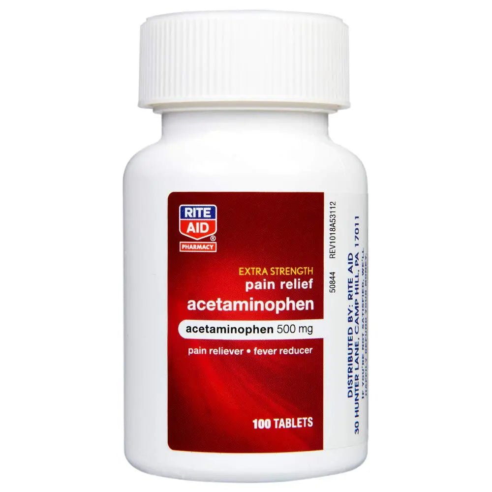 Rite Aid Extra Strength Acetaminophen Easy Tabs Tablets, 500 mg - 100 Count | Pain Reliever & Fever Reducer | Migraine Relief Products | Joint Pain Relief | Muscle Pain Relief | Menstrual Pain Relief - TrustMedUSA
